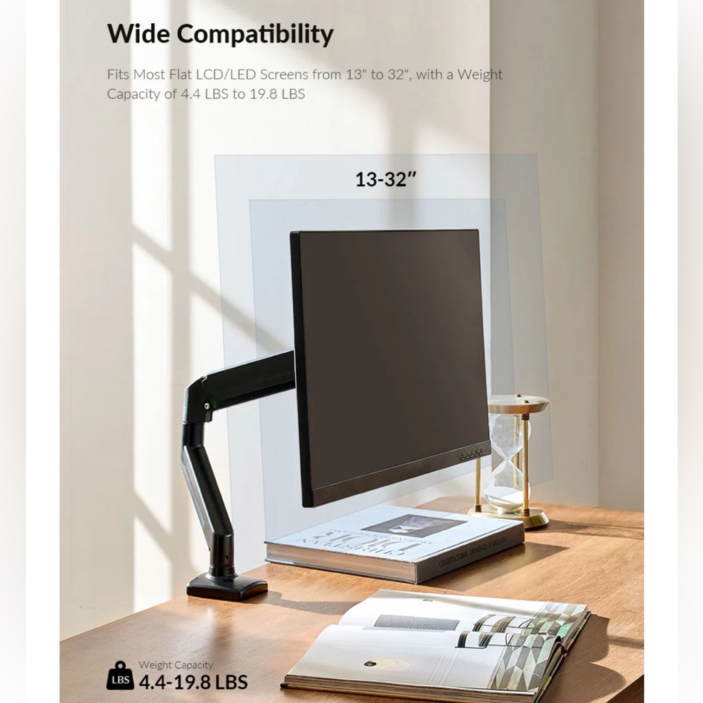 Hulala Home Clara Black Monitor Arm